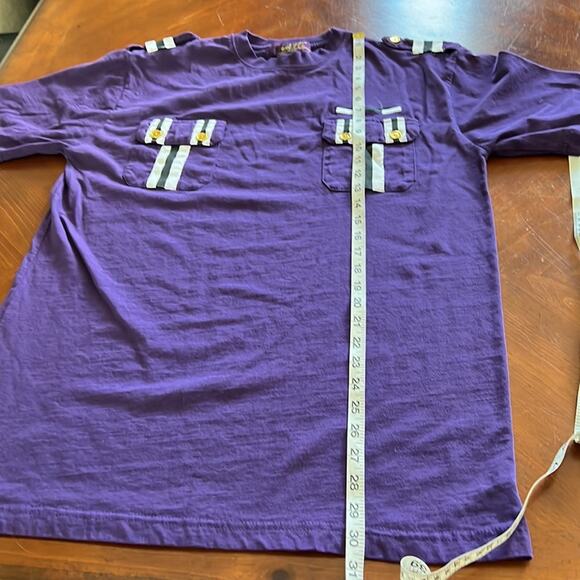 Atti Mens Purple Knit Shirt with Pockets and Epaulettes - Picture 6 of 10